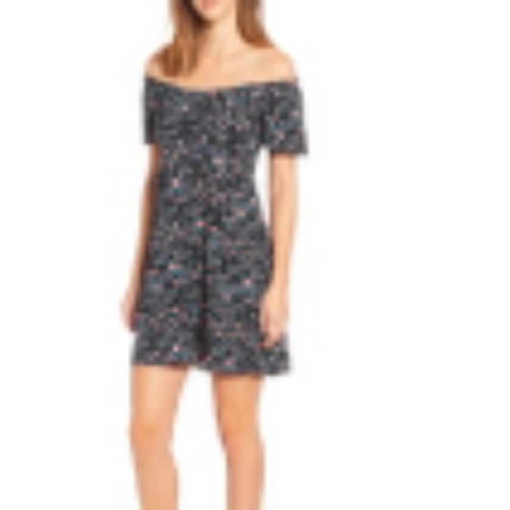 Nordstrom Row A-line Black Floral Dress/Cover Up